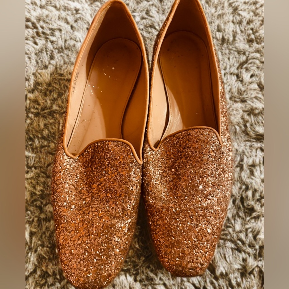 J. Crew Sparkling Gold Loafers